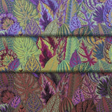 Group swatch coleus leaves printed fabric in various colours