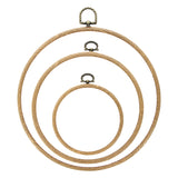 Group photo Plastic Woodgrain Hoops (round) in 4", 6" and 8" sizes on white background