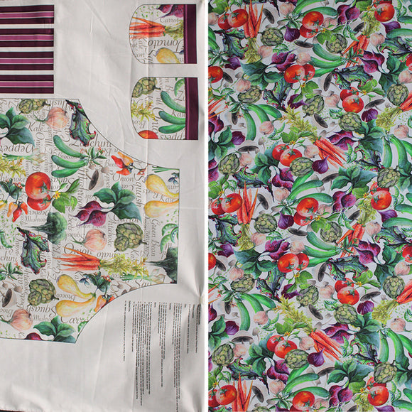 Group swatch assorted vegetable printed fabrics in various styles