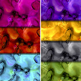 Group swatch assorted Alchemy themed fabrics in various colours