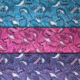 Group swatch unique narwhal printed fabric in various colours