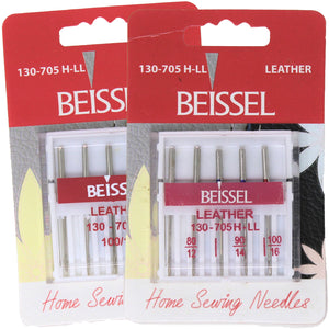 Packs of 5 leather needles in various sizes