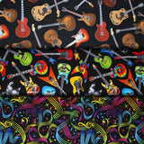 Group swatch jam session themed fabrics in various styles/colours