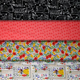 Group swatch Feed The Bees themed fabrics in various styles/colours