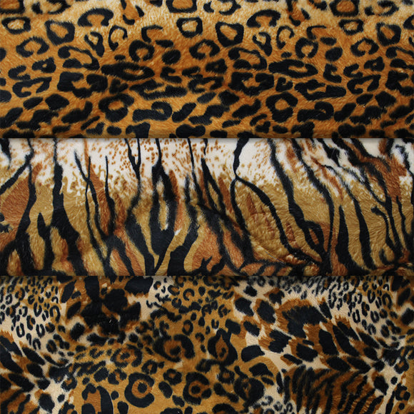 Group swatch assorted faux fur in various prints