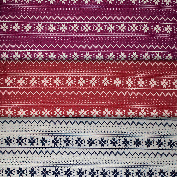 Group swatch winter pattern fabric in various colours