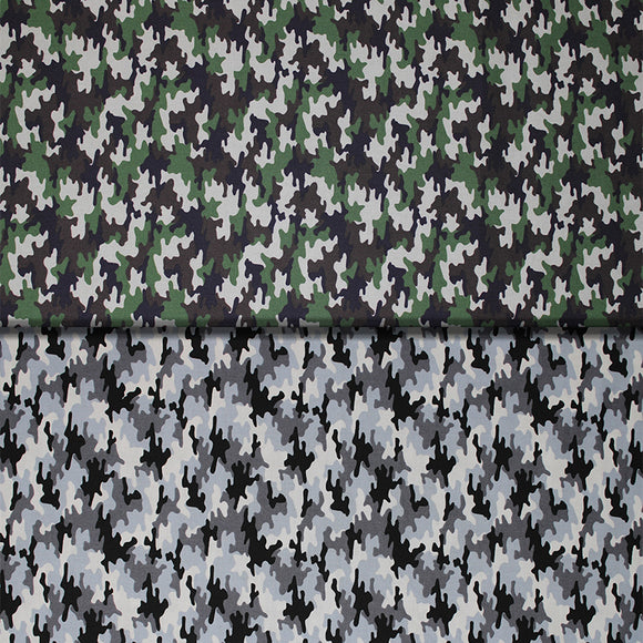 Group swatch small camo prints in green and grey colour options