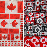 Group swatch Canadianisms collection fabrics in various styles/colours