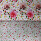 Group swatch assorted floral printed fabrics in various colours/styles