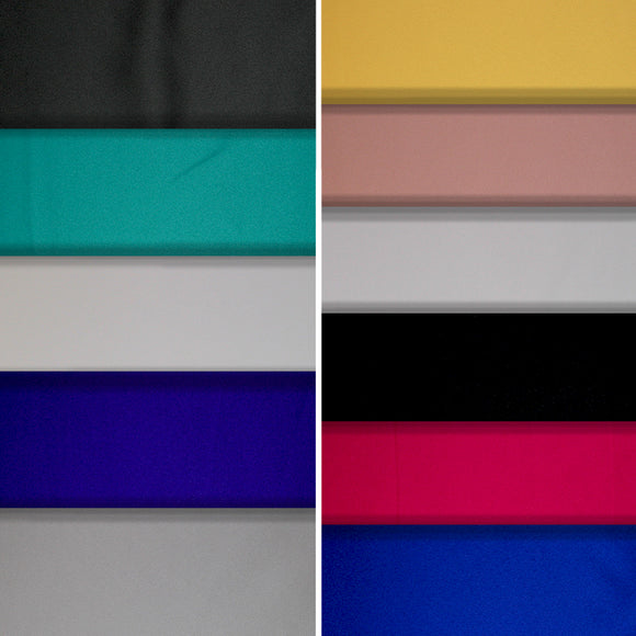 Group swatch Roselyn satin fabrics in various colours