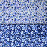 Group swatch classic blue floral fabrics in various styles