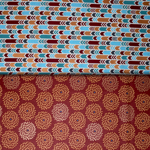 Group swatch The Marsala Moment themed fabrics in various styles/colours