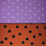 Group swatch assorted polka dot printed fabrics in various colours