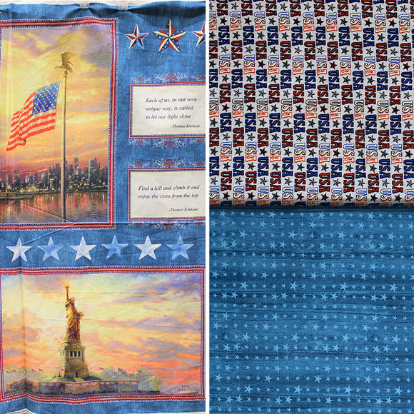 Group swatch USA themed fabrics in various styles/colours