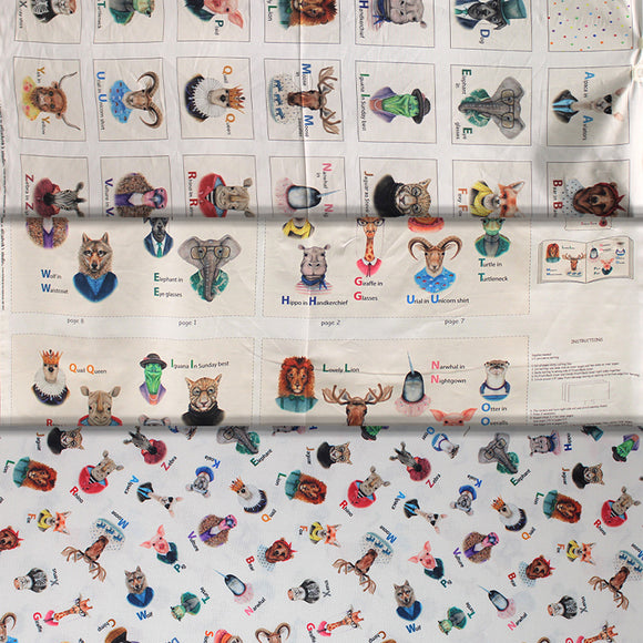 Group swatch assorted fabrics from the Zootopia A to Z collection in various styles