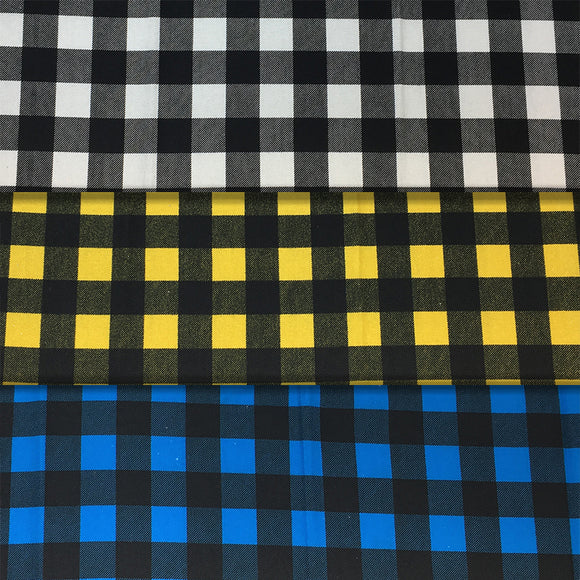 Group swatch buffalo plaid fabric in various colours
