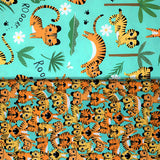 Group swatch assorted Tiger Tails themed fabrics in various styles/colours