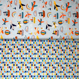 Group swatch Adventure Awaits themed fabrics in various styles/colours