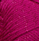 Swatch of Caron Simply Soft Party yarn in fuchsia sparkle (fuchsia yarn with fuchsia shimmer flecks)