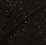 Swatch of Caron Simply Soft Party yarn in shade black sparkle (black yarn with black shimmer flecks)