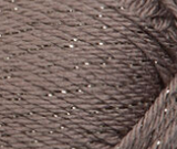 Swatch of Caron Simply Soft Party yarn in shade chocolate sparkle (grey/brown yarn with taupe shimmer flecks)