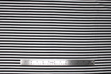 Flat swatch lines & stripes printed fabric in black & white stripes