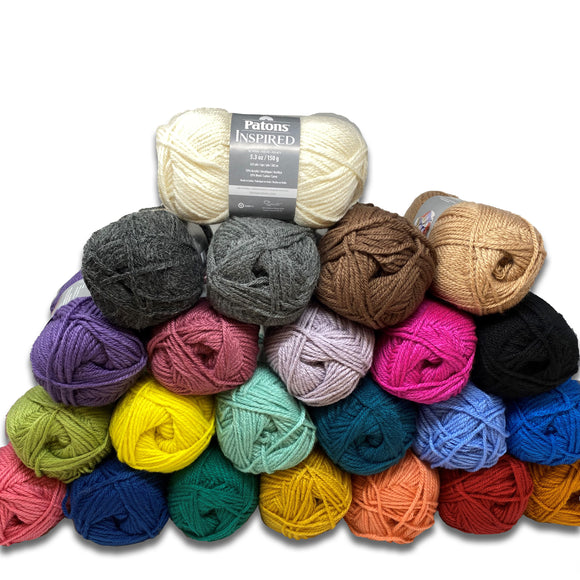 Patons Inspired Yarn - Group Swatch showing a range of colours