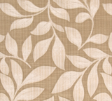 Swatch of tan fabric with cream curling branches with bold leaves