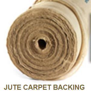 End of a roll of jute carpet backing with the text 