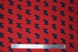 Flat swatch schnauzer fabric (red fabric with small black schnauzer dog silhouettes) 