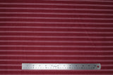 Flat swatch red & white stripes printed fabric (burgundy fabric with thin white double line stripes)
