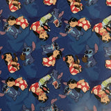 Square swatch Lilo & Stitch fabric (blue fabric with assorted Lilo & Stitch characters interacting/friendship poses)