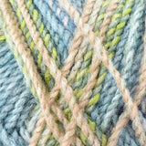Swatch of Marble Chunky yarn in shade MC98 (cream and earth tone greens and blues)