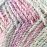 Swatch of Marble Chunky yarn in shade MC99 (white, pale greens, pinks and purples)