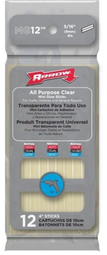Arrow Mini Hot Glue Sticks 200Pack Clear Glue Gun Sticks 4&5/16''High  Viscosity