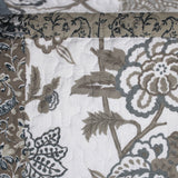 Swatch of matelasse printed fabric (grey floral)