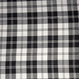 Square swatch white and black Menzies print tartan plaid fabric