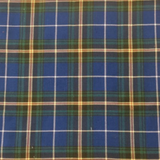Swatch of Nova Scotia tartan (blue with green and black bands and yellow and red fine lines)