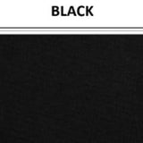 Vinyl-backed polyester fabric swatch in shade black with label