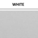 Vinyl-backed polyester fabric swatch in shade white with label