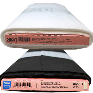 Rolls of medium weight fusible interfacing in white and black