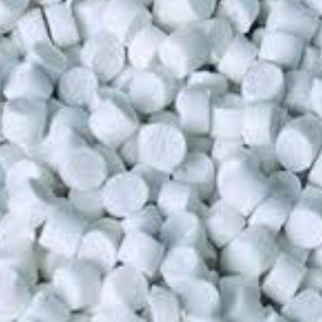 Small, white pvc pellets