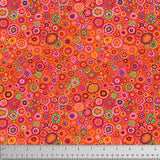 Swatch of multi-coloured paperweight printed fabric in red