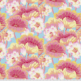 Swatch of lake blossoms floral printed fabric in pink