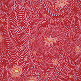 Swatch of ferns floral printed fabric in red