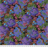 Swatch of luscious floral printed fabric in black