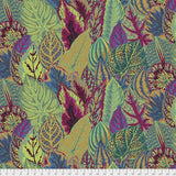 Swatch of coleus leaves printed fabric in moss