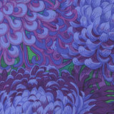 Swatch of Japanese chrysanthemum printed fabric in purple