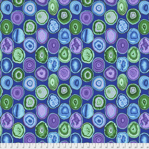 Group swatch geodes printed fabric in various colours