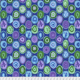 Swatch of geode printed fabric in blue